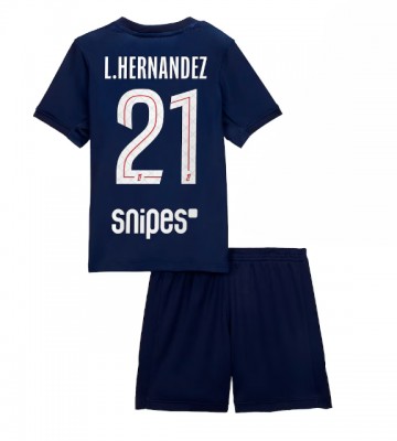 Paris Saint-Germain Lucas Hernandez #21 Prima Maglia Bambino 2025-26 Manica Corta (+ Pantaloni corti)